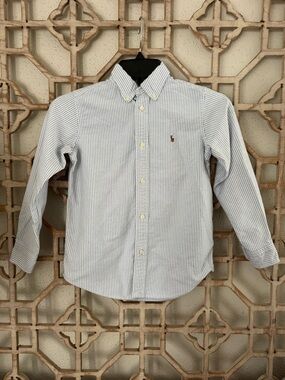 Ralph Lauren Striped Cotton Oxford Shirt - Boys Size 7